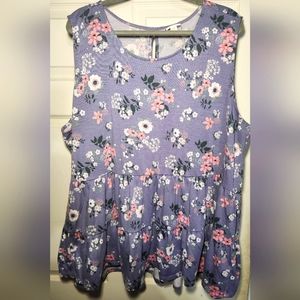 LuLaRoe Eliana blue with pink and white floral tank 3x 26-28